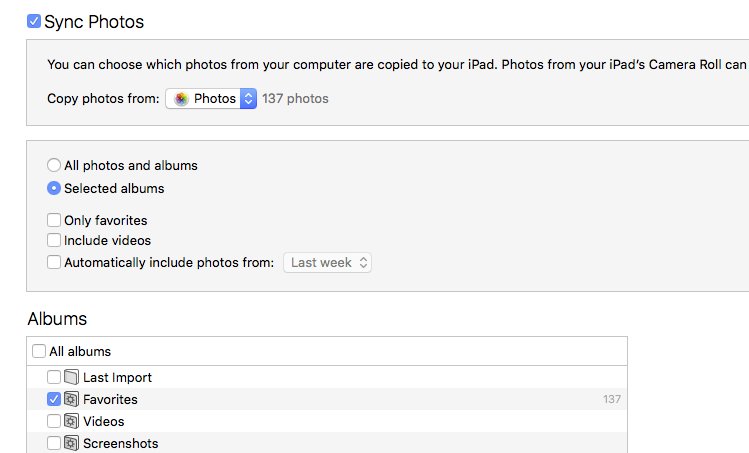 selecting favorite photos in iTunes